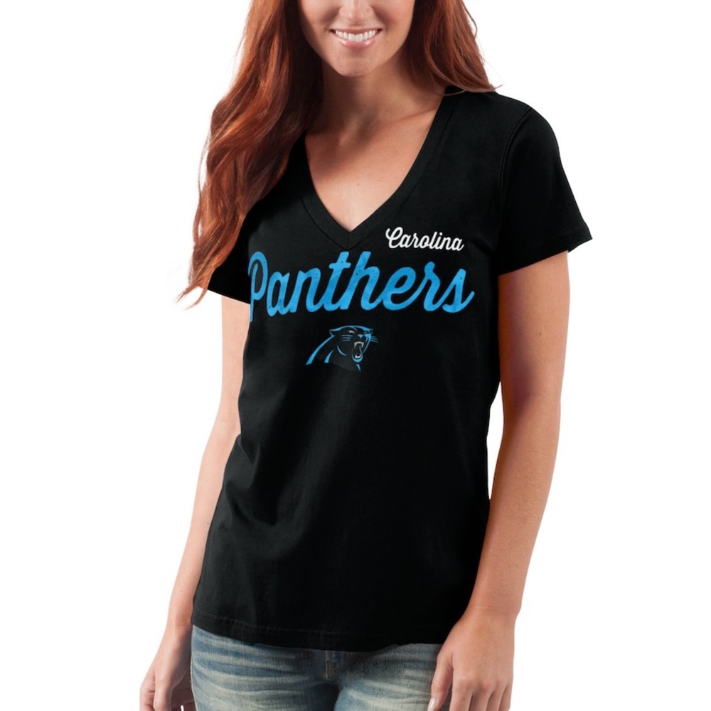 NWT Women’s Carolina Panthers G-III 4Her by Carl Banks Black SS Top~Large~$32